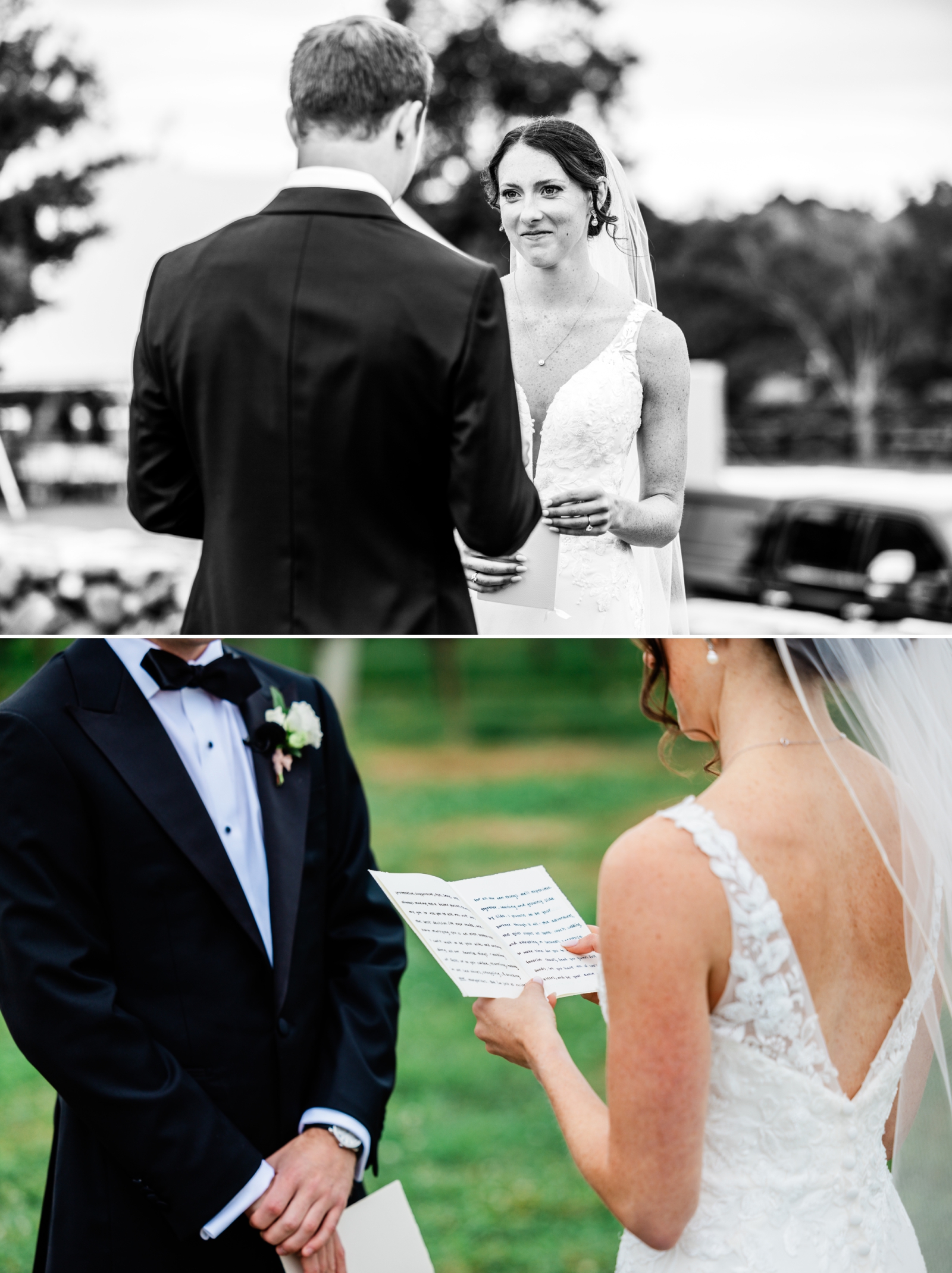 A bride and groom exchange private vows at Jonathan Edwards Winery
