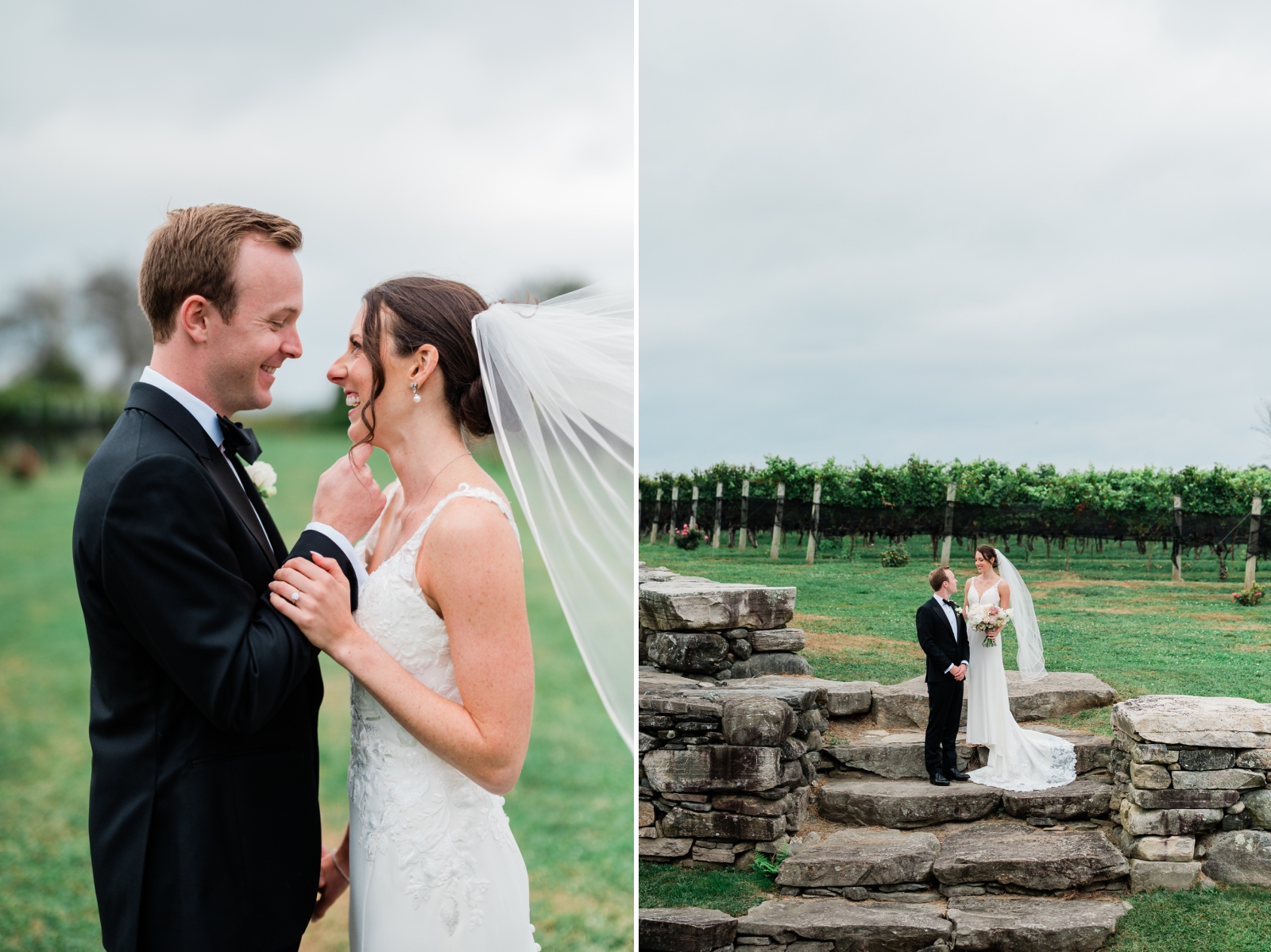 Pre-ceremony couple's portraits on the grounds at Jonathan Edwards Winery