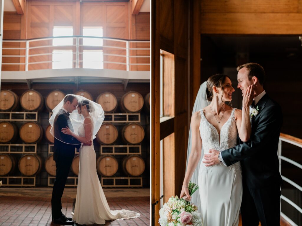 Couple's portraits of the bride and groom before their wedding reception 