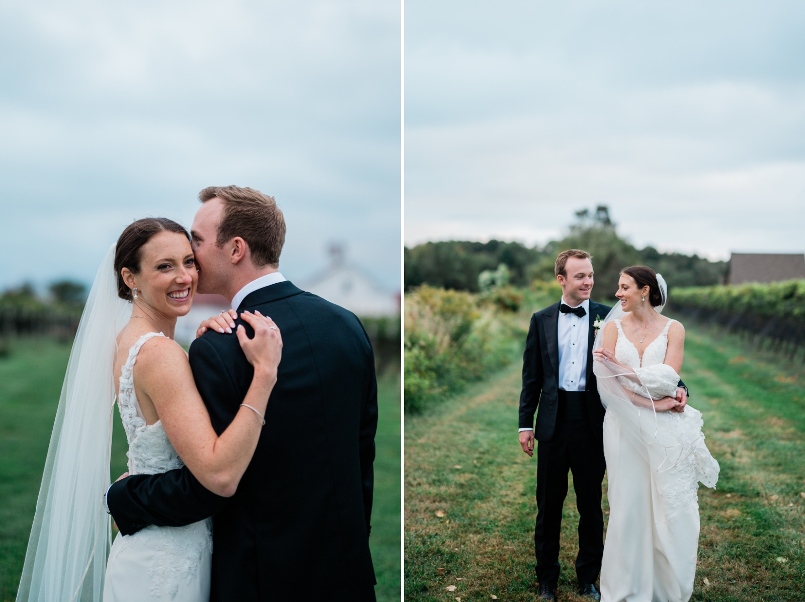 Intimate bride and groom portraits in the vineyards at Jonathan Edwards Winery