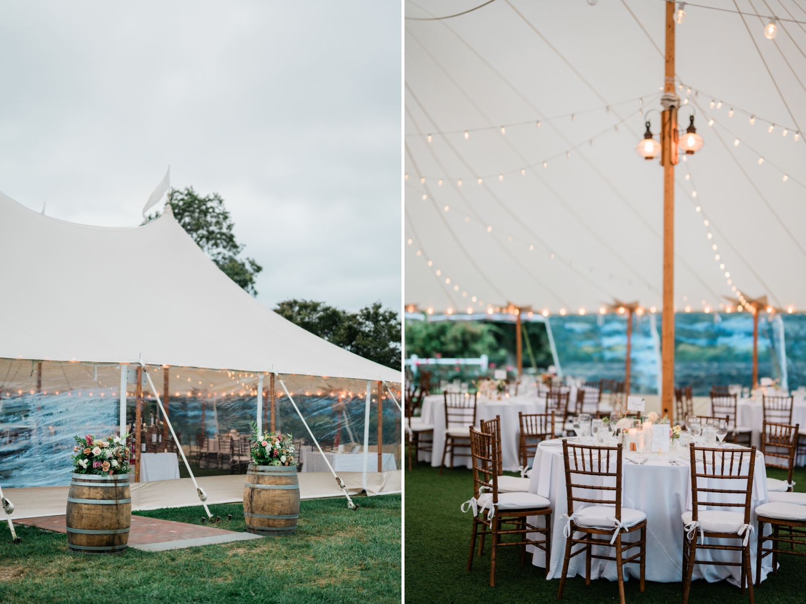 A tented wedding reception at Jonathan Edwards Winery