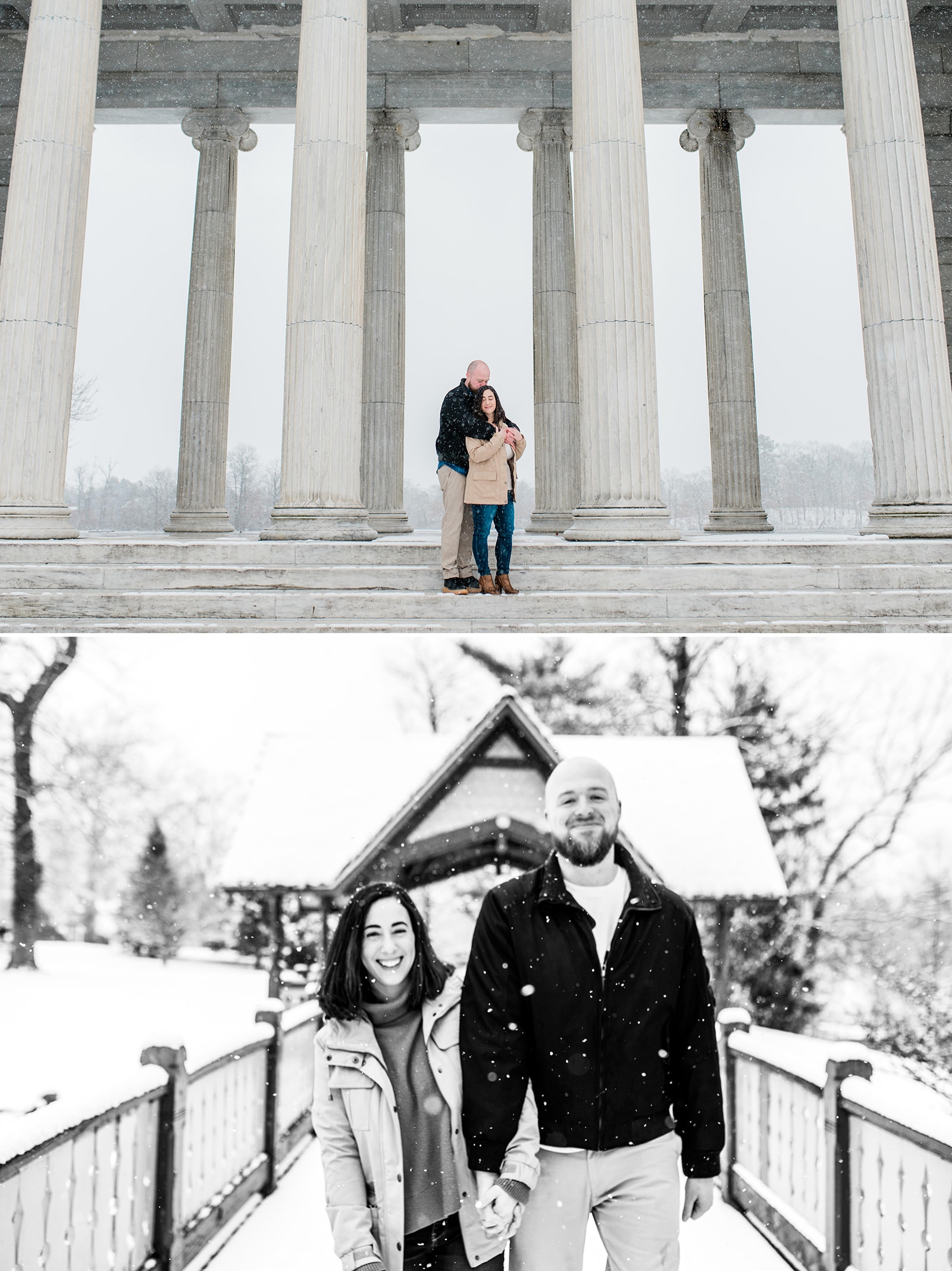 A snowy engagement session at Roger Williams Park in Providence, Rhode Island