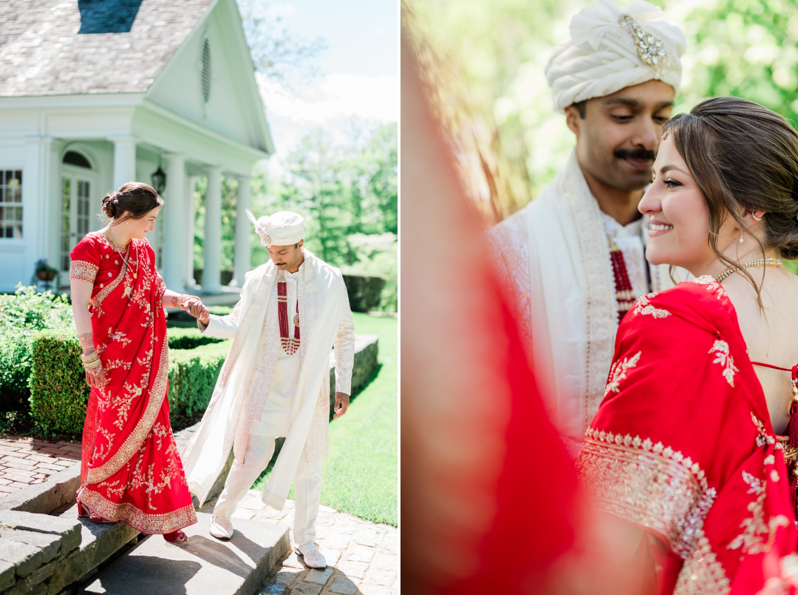 Couple's portraits from an American Indian wedding at Smith Farm Gardens