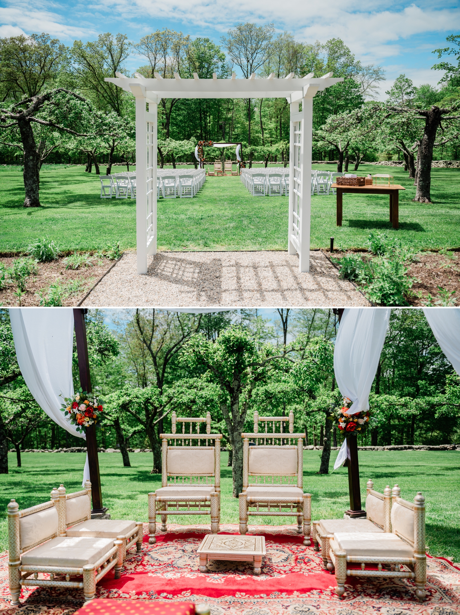 A canopy over the Sofreh Aghd for an American Indian wedding