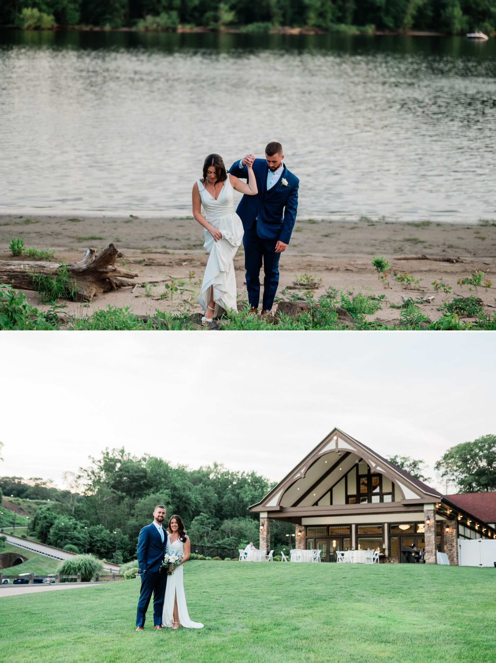 Couple's portraits outside the River's Edge Marina at Saint Clements Castle